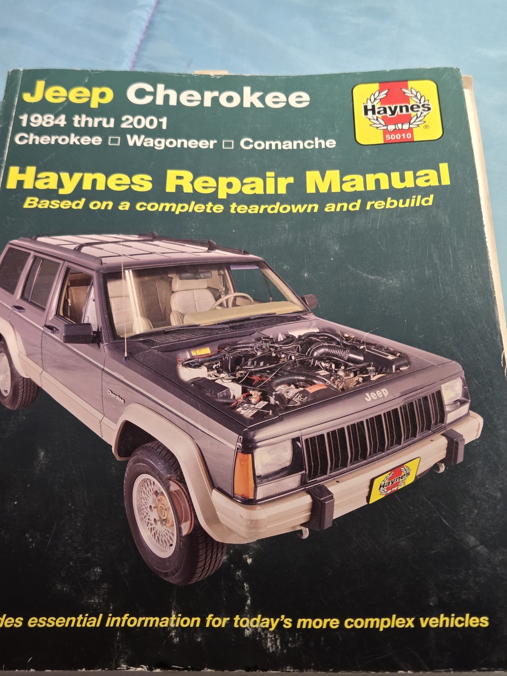 Hanes Jeep Cherokee Repair Manual Cover - Green and Yellow